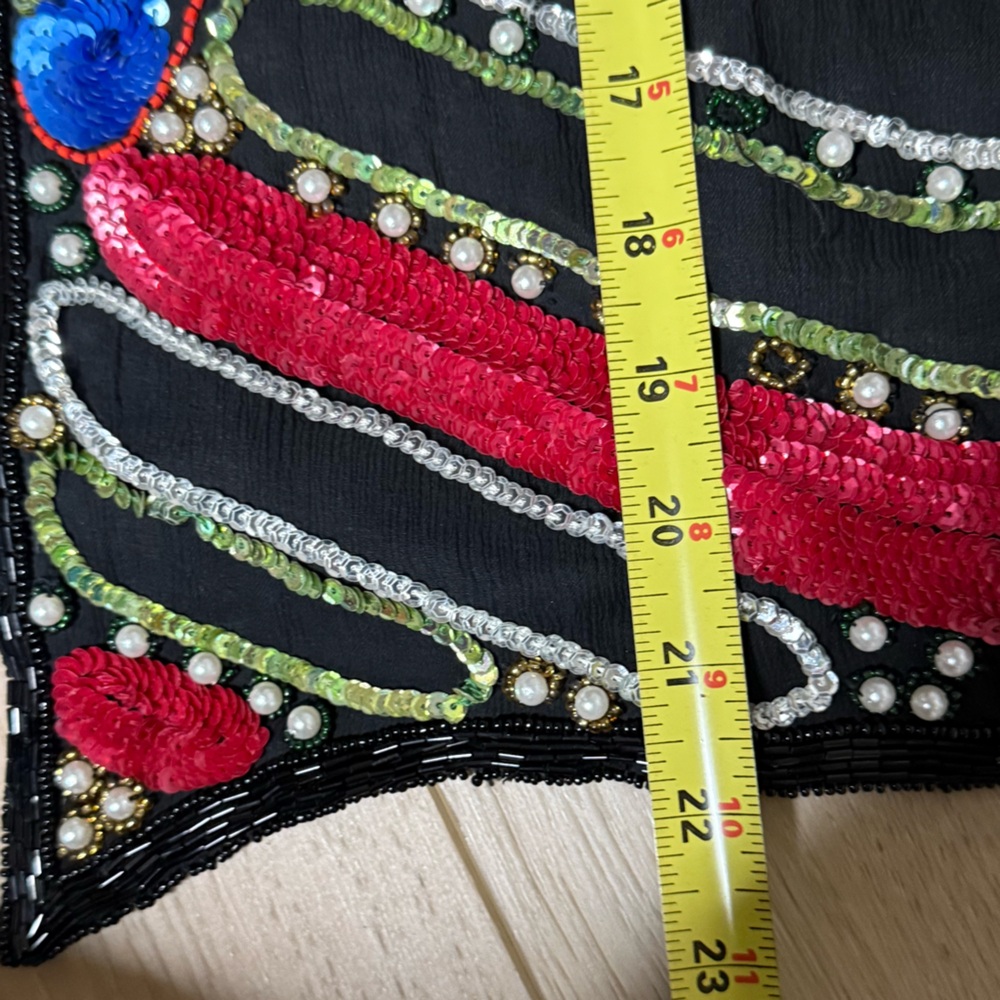 Vintage Multi Color Sequined Black Silk Vest Size Small - Picture 7 of 10